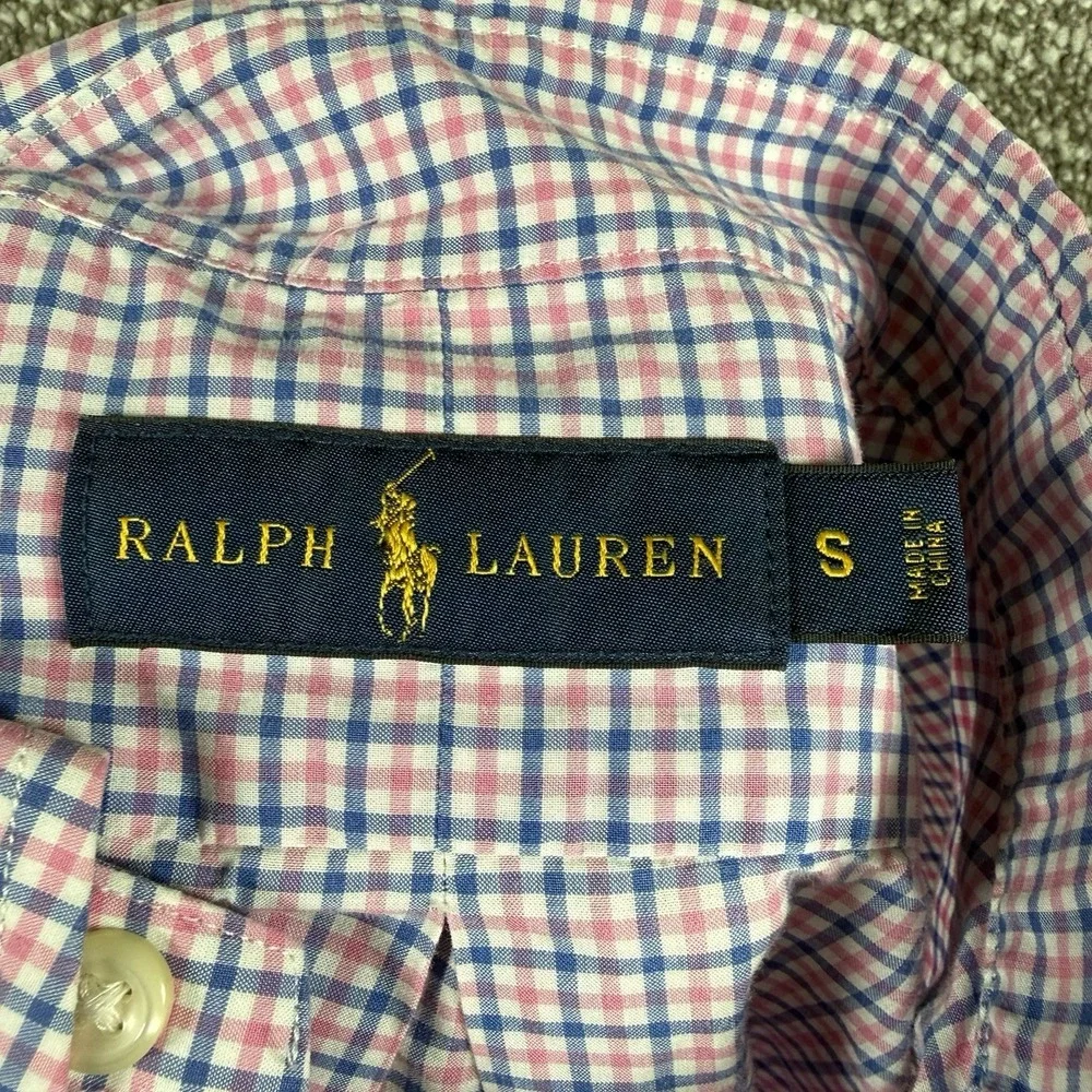 Polo Ralph Lauren Button Down‎ Shirt Mens Small Pink Blue Plaid Dress Spring